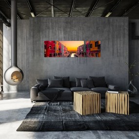 Obraz - Zachód słońca, wyspa Burano, Wenecja, Włochy (170x50 cm)