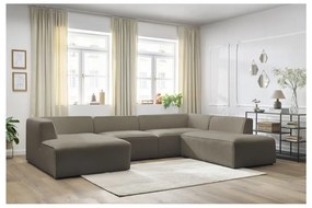 Brązowy narożnik modułowy z materiału bouclé (prawostronny/w kształcie litery U) Megeve – Bobochic Paris