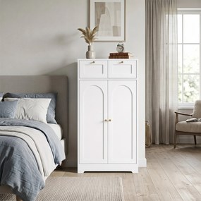 HOMCOM Szafka łazienkowa wąska z 2 szufladami, regulowaną półką 60 x 30 x 108 cm Biały | Aosom PL