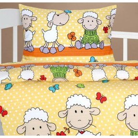 Bellatex Pościel dziecięca z krepy Agata Owcażółta 90 x 135 cm, 45 x 60 cm