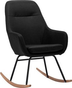 Tapicerowany, czarny fotel bujany R1-R66