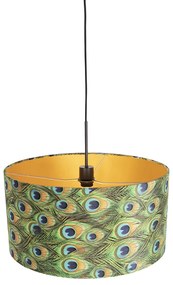Lampa wisząca klosz welurowy paw-złoty 50cm - Combi klasyczny/Antyczny Oswietlenie wewnetrzne