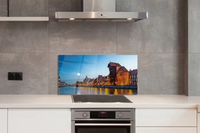 Panel szklany do Kuchni Noc nad Motławą i Starym Miastem