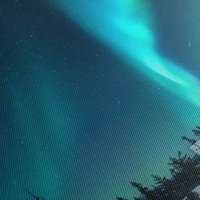 Obraz - Aurora Borealis (z zegarem) (90x30 cm)