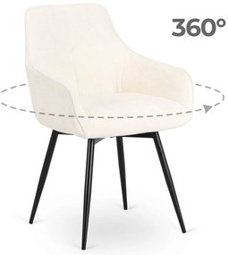 Krzesło Tapicerowane Obrotowe do Salonu LARISA Kremowe Nowoczesne