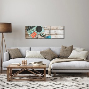 Obraz - Radio retro (z zegarem) (90x30 cm)