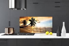 Panel Szklany do Kuchni Tropikalne Wybrzeże z Palmą