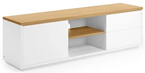 Biała szafka pod TV w dekorze dębu 150x44x36 cm Abilen – Kave Home