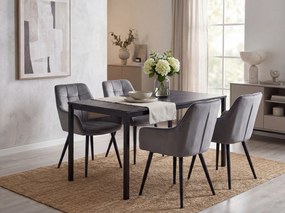 Krzesło jadalniane VARSI VELVET z czarnymi nogami, szare