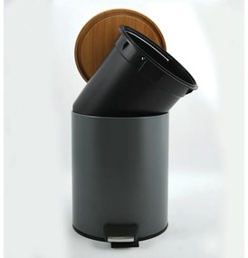 Ciemnoszary stalowy kosz na śmieci z pedałem 3 l Adonis – Spirella