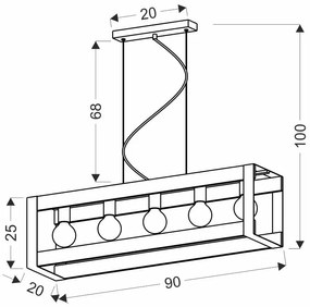 Industrialna lampa wisząca z drewnianymi elementami - T022 - Werik