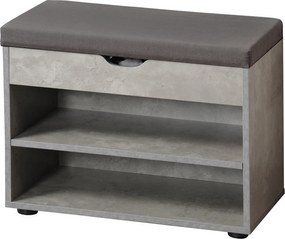 Szafka na buty z siedziskiem i schowkiem, imitacja betonu, KESPER