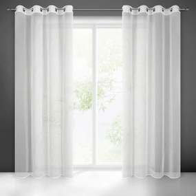 Firana biała gotowa na przelotkach delikatne prążki deszczyk 140x250 cm