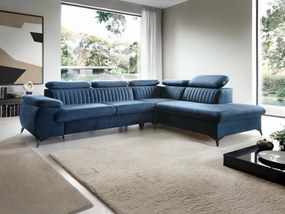 Masseno Narożnik FIORE z funkcją spania i pojemnikiem na pościel Narozniki L, Rozkładana sofa - Niebieski, MONOLITH 77