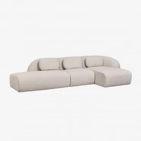 Sofa Modułowy Z Szezlongiem Po Prawej Stronie, 3-częściowy Z Lewym Szezlongiem, Tapicerowany Tkaniną Chenille Coquette Szenila Kremowy Beż - Sklum