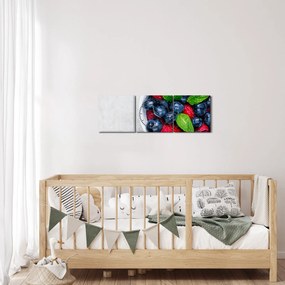 Obraz- miska z leśnymi owocami (z zegarem) (90x30 cm)