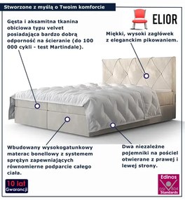 Beżowe tapicerowane łóżko kontynentalne 4 rozmiary D8-L14