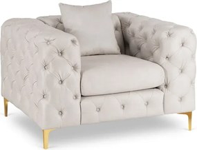 Fotel Wypoczynkowy SORRENTO 1S Kremowy Welurowy Nowoczesny Glamour