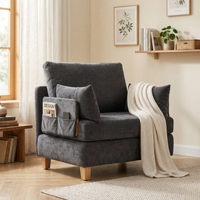 HOMCOM Fotel z funkcją spania 2-w-1 z funkcją łóżka, sofa rozkładana z 2 zmywalnymi poduszkami, boczne kieszenie do salonu, sypialni | Aosom PL