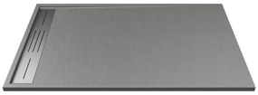 Brodzik posadzkowy lub wpuszczany w posadzkę z żywicy - Szary - 120 x 80 cm - LYROSA