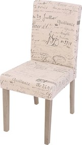 Krzesło do jadalni z napisem Littau,  kremowy napis, brązowe nogi
