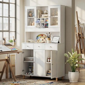 HOMCOM Kredens Witryna do Pracowni i Atelier Nowoczesna Szafka na Akcesoria i Dzieła Płyta MDF 100x40x180 cm | Aosom PL