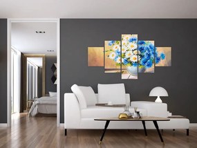 Malowany obraz wazonu z kwiatami (125x70 cm)
