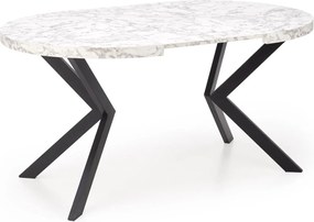 Okrągły rozkładany stół do jadalni Peroni biały marmur / czarny