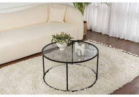 Stolik konferencyjny Aurum Black z ciemnym szkłem, 80 cm