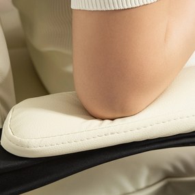 HOMCOM Ergonomiczny fotel biurowy z podnóżkiem, obicie z ekoskóry, na kółkach, obrotowy, metal, Beige+Schwarz