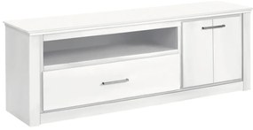 Biała szafka pod TV z drewna sosnowego 160x55 cm Celia – Støraa