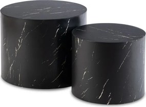 Zestaw Stolików Kawowych LEILA 38 cm/48 cm Czarny Marmur Nowoczesny Glamour