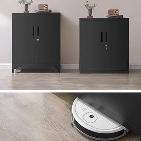 SongmicsHome Wielofunkcyjna metalowa szafka RAVEN, 40x80x90 cm, czarna