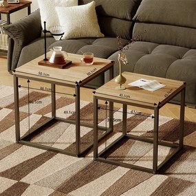 Stolik kawowy ława stół zestaw stolików 2w1 loft industrialny jasny brąz