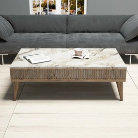Stolik konferencyjny Mila White Marble and Walnut
