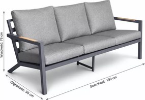 Sofa ogrodowa Meggy 190 cm – luksusowa sofa 3-osobowa do ogrodu i strefy lounge