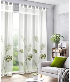 Biało-zielona firanka z woalu 135x245 cm – Sehlbach