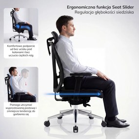 Regulowany fotel biurowy do pracy przy komputerze Vector, czarna tkanina