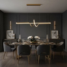 LAMPA SUFITOWA WISZĄCA LED LHJ038-CP ZŁOTA SZCZOTKOWANA