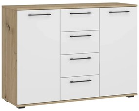Komoda FLEX KM-2 116cm dąb artisan/biała HALMAR