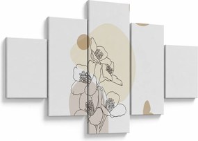 Obraz - Beżowe kwiaty z motylem N⁰4 (125x70 cm)