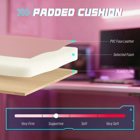 Vinsetto Ergonomiczny Fotel Gamingowy z Uszami Kota, Lędźwiowym Podparciem, Podnóżkiem i Zagłówkiem, Ekoskóra, Różowy | Aosom PL