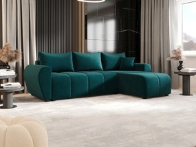 BEDANTE narożnik MOLISA L Itaka 39 prawa turkusowy z funkcją spania sofa w kształcie litery L z pojemnikiem na pościel