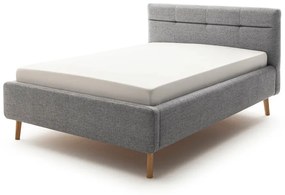 Szare tapicerowane łóżko dwuosobowe ze schowkiem i stelażem 140x200 cm Lotte – Meise Möbel