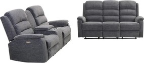 Kanapa 3+2 z tkaniny z elektryczną funkcją relax NEVERS - Szara