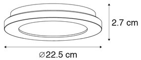 Plafon / Lampy sufitowe LED okrągły czarny 22.5cm 3-stopniowe ściemnianie IP44 - Steve Nowoczesny Oswietlenie wewnetrzne