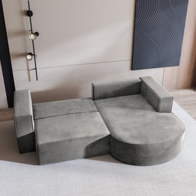 Masseno Narożnik SORELA z funkcją spania i pojemnikiem na pościel Narozniki L, Rozkładana sofa - Jasnoszary, MONOLITH 84
