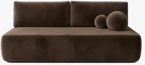 Sofa z Funkcją Spania ARVETO Brązowa Welurowa Nowoczesna