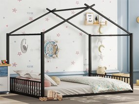 Łóżko kabinowe 140x200 cm - stalowa rama - Czarny