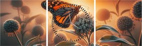 Obraz – Motyl w zachodzącym słońcu (z zegarem) (90x30 cm)